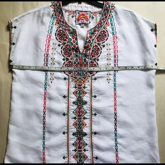 Johnny Was Verena Linen Easy Yoke Embroidered Tunic - Picture 7 of 12